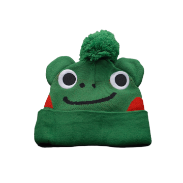Cute Frog Face Kids Knit Winter Beanie