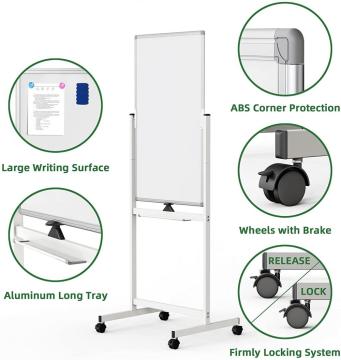 Double Sided Aluminum Frame Standing Whiteboard on Wheels