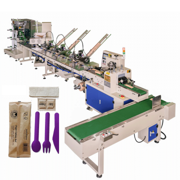 Biodegradable Disposable Tableware Set with Bamboo Utensils and Packing Machine