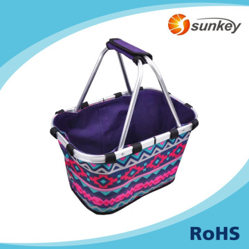 Large Aluminum Frame Basket Picnic Shopping Basket collapsible market basket wholesale