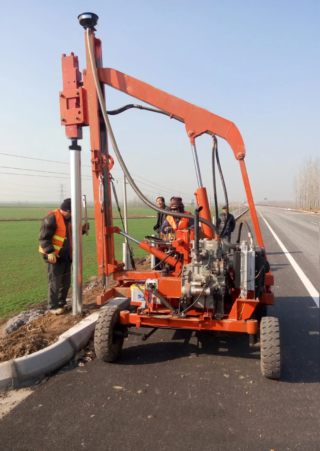 Hydraulic Hammer Pile Driver Guardrail Piling Machine for Highway Guardrail Installation