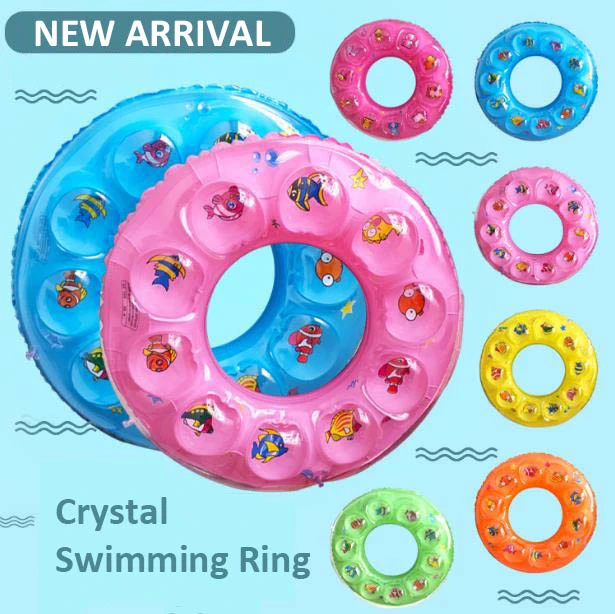 Whole Sale Summer Pool Floater Inflatable Circle Milti Color Plastic Crystal Swimming Rings