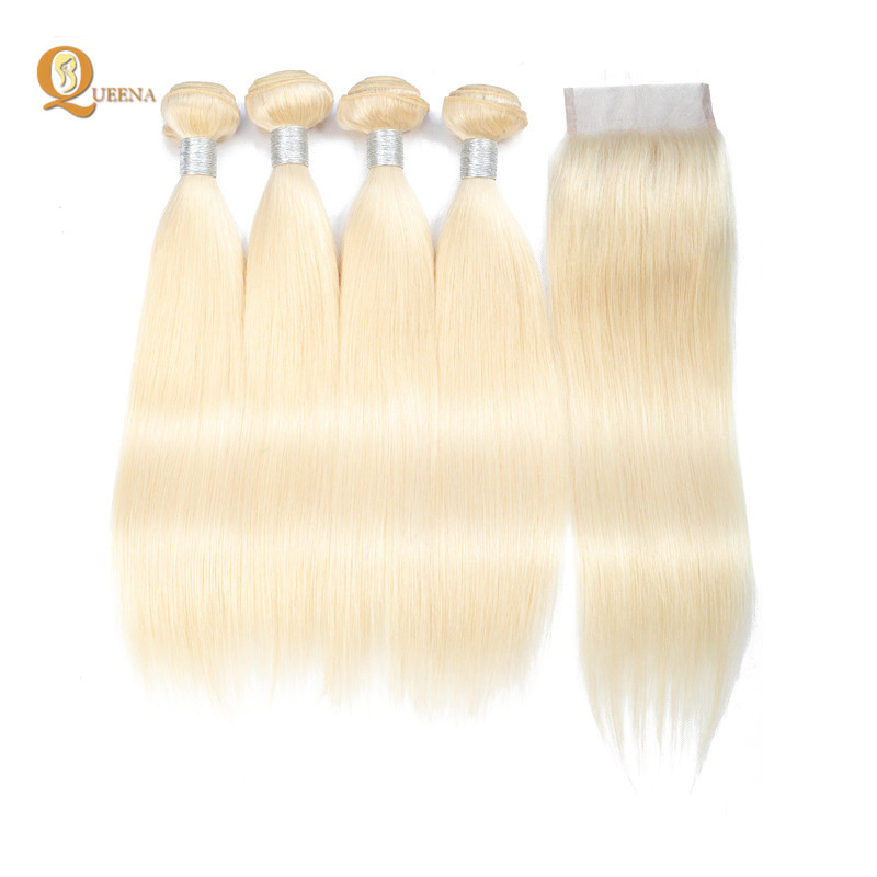 613 Blonde Color Human Hair Weave Human Hair Extension With Closure Blonde Hair Bundles