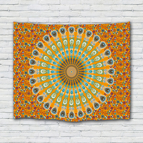 Bohemian Tapestry Wall Hanging Boho Mandala Indian Yellow Wall Tapestry Psychedelic for Livingroom Bedroom Dorm Home Decor