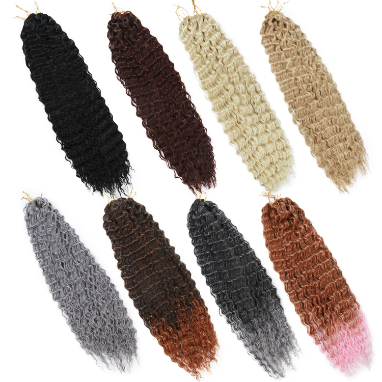 Blonde Pink Brown Customs Size Synthetic Long Curly Braiding Hair Water Wave Crochet Wavy Braiding Hair For RU