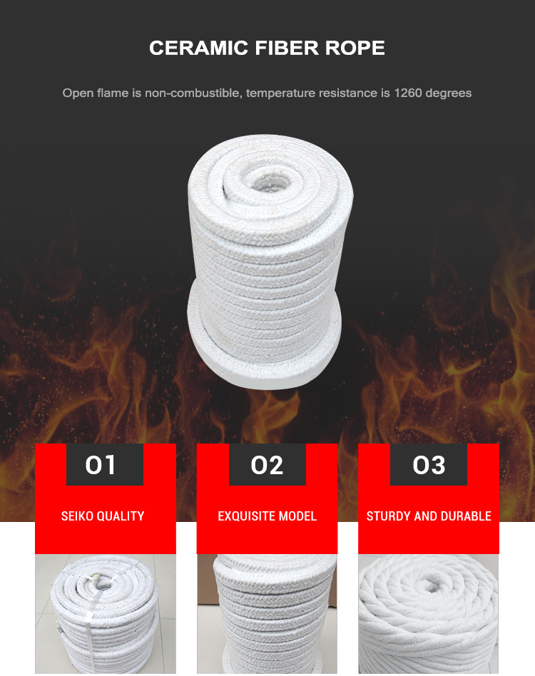 Stainless Steel Ceramic Fiber Braided Rope For Industry Sealing Fire Door