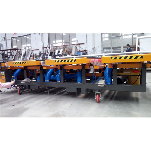 Automatic glass loading table with three arms