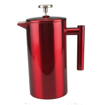 Elegant Red Stainless Steel French Press Coffee Maker
