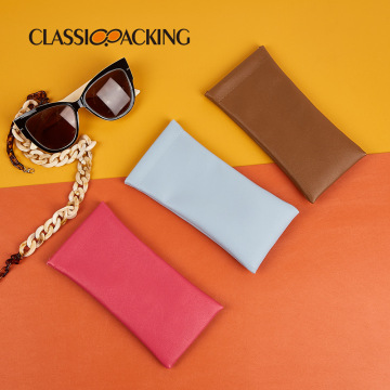 Portable Squeeze Top Soft PVC Leather Glasses Bag