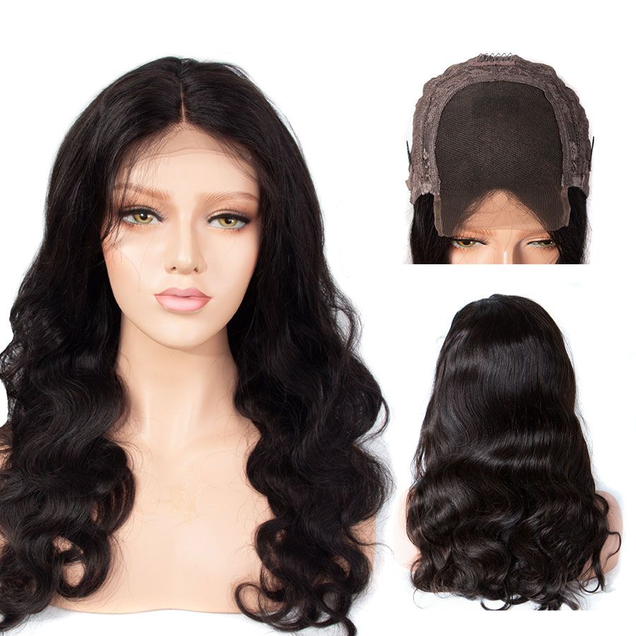 cheap price body wave lace front wig human hair, trade assurance order virgin 4x4 closure human hair wigs