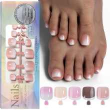 Summer New Style False Toes Nails with Sequin Print - 120pcs/Box Wearable Foot Nail Decor