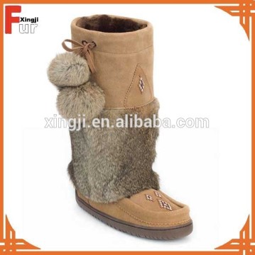 Top quality real rabbit fur winter boot cuff