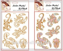 2015 hot sale eco friendly new design UV light change colors scorpion gold metallic body bracelet necklace Tattoos
