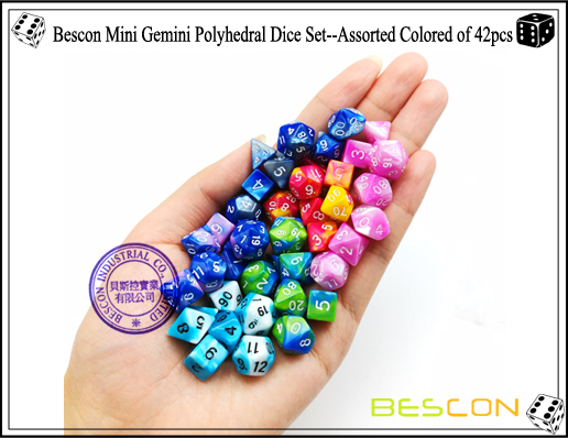 Bescon Mini Gemini Vieleck Würfel Set - Assorted Coloured von 42-4 Bescon Mini Gemini Polyhedral Dice Set--Assorted Colored of 42-4