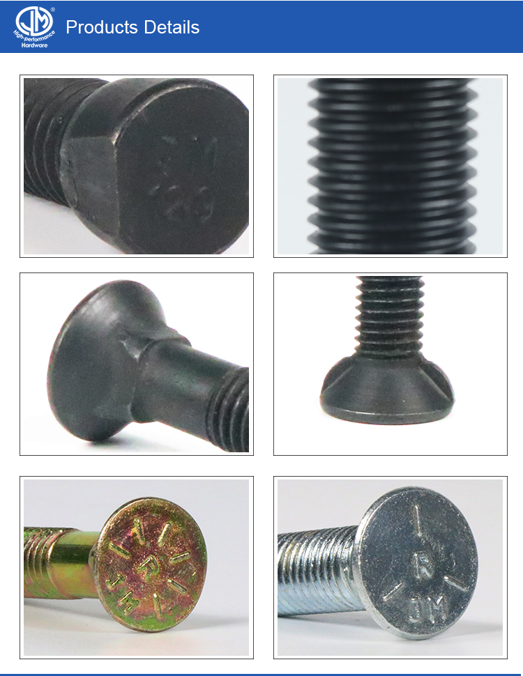 JM Brand Hex Bolt Custom Bolt Carbon Steel Black Oxide Dacromet Ruspert Coating Special Bolt