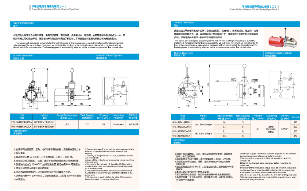 DC 12V Hydraulic Power Pack for Semi- Electric Stacker with Electric Driven Pump