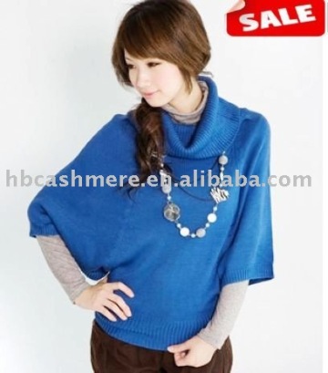 blue bat-like pure cashmere sweater