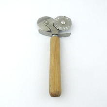 wood handle double cuts stainless steel pizza cut