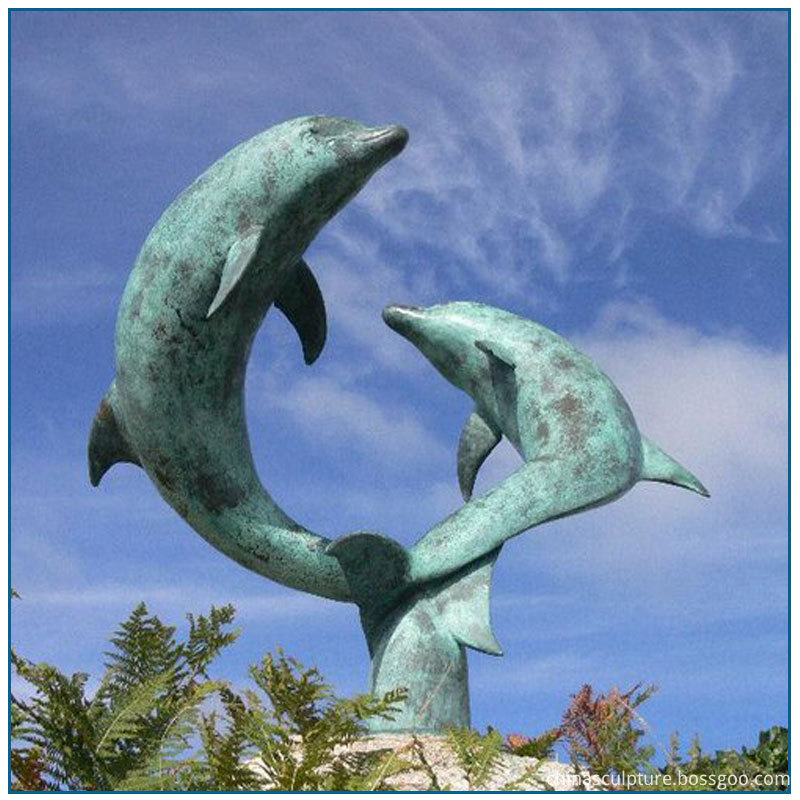 bronze dolphin sculpture