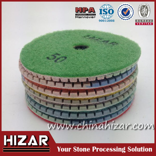 Hizar 4inch 100mm cheap dry diamond polishing pads for Granite Marble Concrete Ceramic diamond polishing pads
