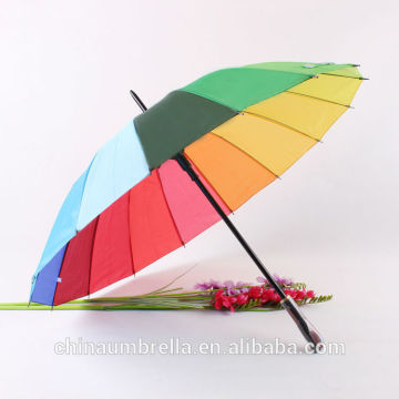 rainbow straight umbrella 16k uv care sun-protection umbrella safe auto opening umbrella