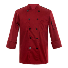 Red Turnover Sleeve Cuff Chef Jacket For Men Formal Restaurant Uniforms