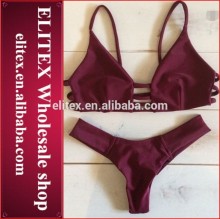 2017 online wholesale dark red sexy print thong swimwear CK195