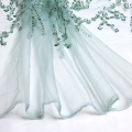 Pizzo Tulle a rete con paillettes alla menta