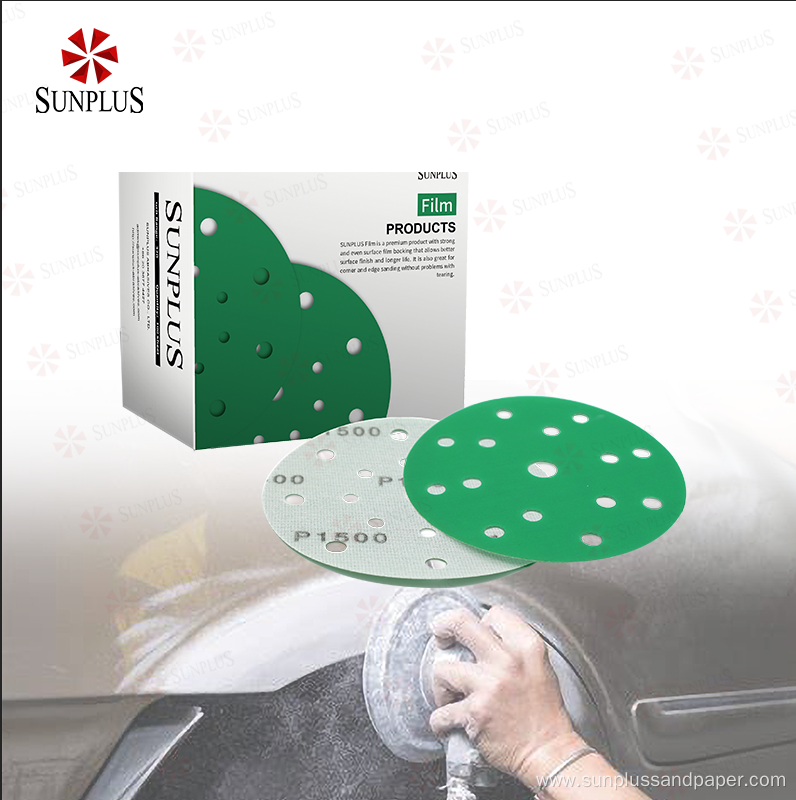 Automotive Hook Loop Sandpaper Disc Abrasives Green Film