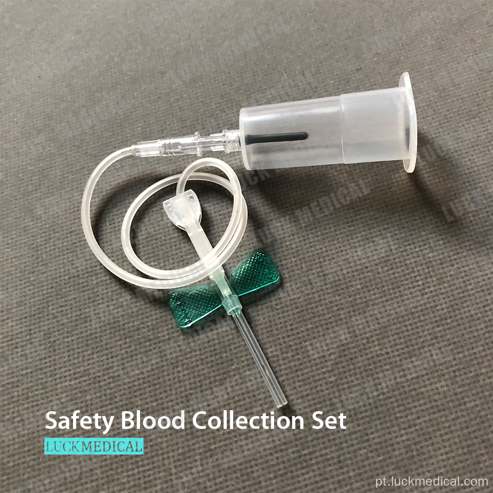 Conjunto de coleta de sangue de segurança 21g/23g com suporte