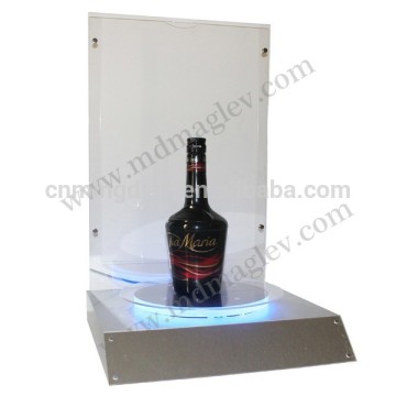 LED acrylic turning bottle display pedestal, acrylic lighting beer display base