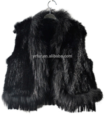 YR079 Top Quality Fashion Child's Rabbit and Raccoon Fur Vest/Cute Little Girl Fur Vest