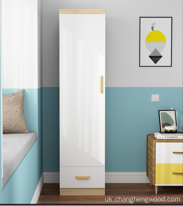 Простий гардероб з однією дверною з 2 ящиками для маленької кімнати