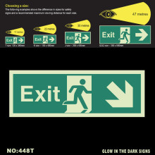 Photoluminescent emergency light exit signs fire safety symbols