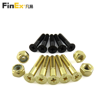Skateboard Hardware Gold Black Skateboard Bolt and Nut