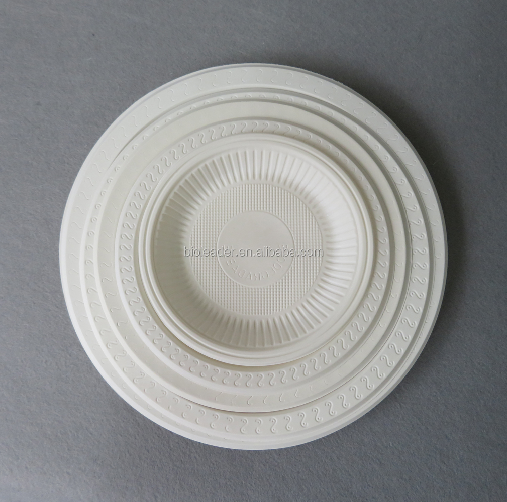 Environmental Biodegradable Disposable Plastic Cornstarch Round Plates