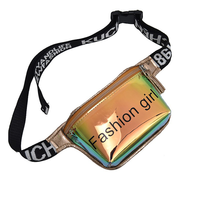 Promotional small woman belt waterproof holographic chest waist bag