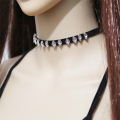 Rhinestone Choker Kalung baldu hitam aksesori wanita