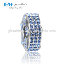 925 Pure Silver Light Blue Bead Custom Star Charms Fit European Bracelet