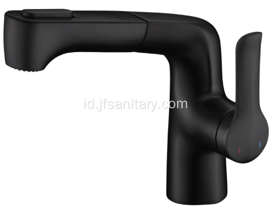 Fashion Square Design Black Pull-Out Basin Faucet