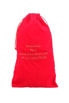 Red velvet gold print drawstring bag