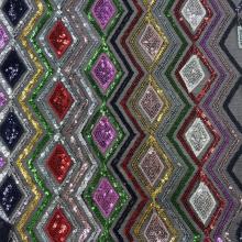 Lozenge Tassel Color Combine Sequin Embroidery Fabrics