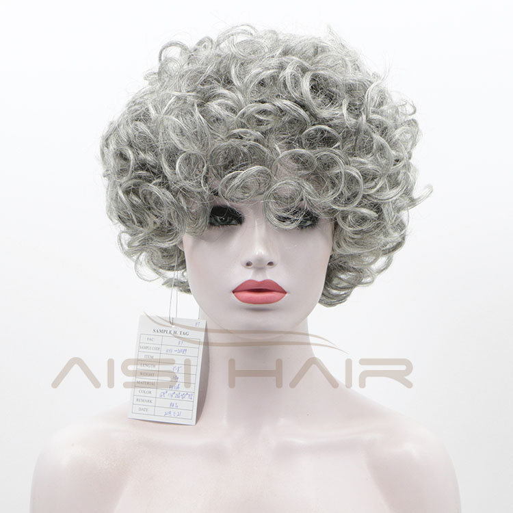 Aisi Hair Wholesale Wigs Grey Weaving Deep Curly Fluffy African 100% Human Hair Wig In Dubai