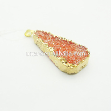 Wholesale Dazzling Orange Triangle Druzy Geode Pendant