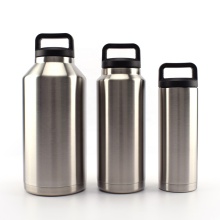 64oz Wide Mouth Double Wall Vacuum Insulated Stainless Steel Sports Water Bottle with Handle Lid