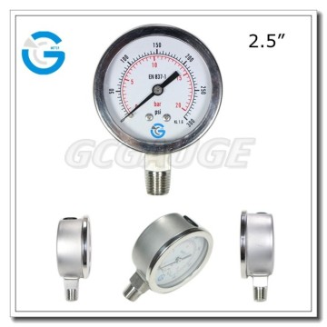 High quality all stainless steel water test pressure gauges