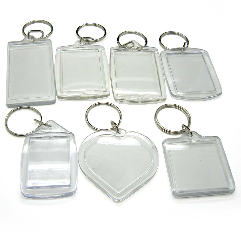 Custom Laser Cut Plastic Key Chain Epoxy Clear Plastic Acrylic Charm Printed Paper Photo Frame Insert Personalized Keychain