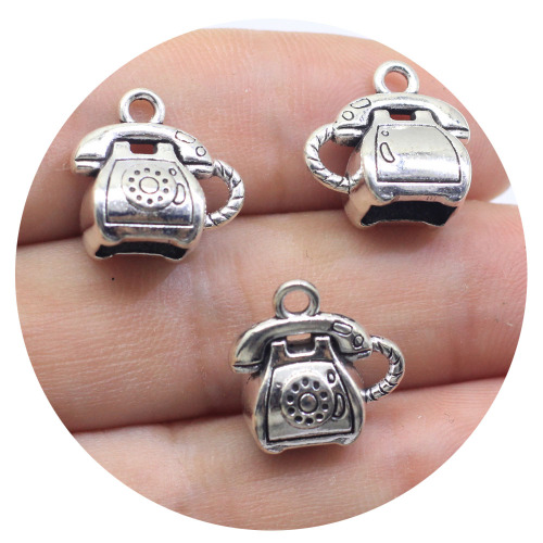 Artificial Simulation Phone Telephone Ancient Beads  Cute Top Hole for Jewelry Making Pendant Accessories