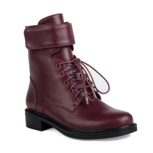 black sole warm flat boots with shoelace