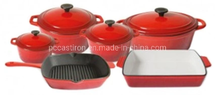 6PCS Enamel Cast Iron Cookware Set for Kitchen